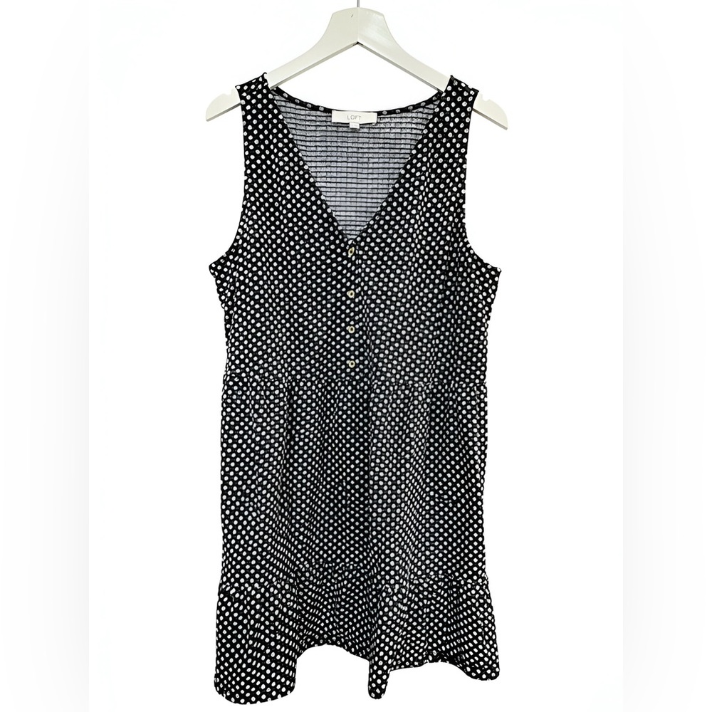 LOFT Black and White Polka Dot Midi Dress